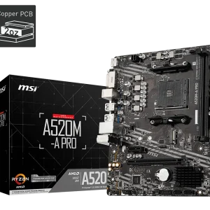 Placa madre MSI A520M-A PRO DDR4 AM4 Micro ATX para procesadores Ryzen