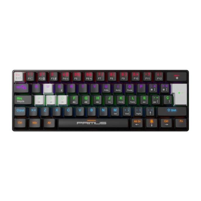 Teclado mecánico gamer Primus Ballista61T 60% RGB PKS-060G-S PKS-060W-S